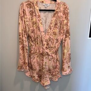 Agua Bendita Floral Pink and Brown Jumpsuit